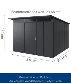 Hörmann Gartenhäuser & Gerätehäuser > Metallgerätehaus Juno JPD14 L-Sk Motiv Design, ca. B325/H232/T358 cm