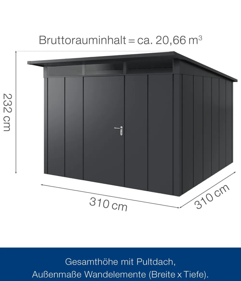 Hörmann Gartenhäuser & Gerätehäuser > Metallgerätehaus Juno JPD14 L-Sk Motiv Design, ca. B325/H232/T358 cm
