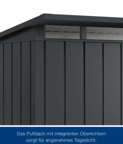 Hörmann Gartenhäuser & Gerätehäuser - Metallgerätehaus Juno JPD12 M-Sk Motiv Modern mit Doppeltür, ca. B325/H224/T262 cm Graualuminium