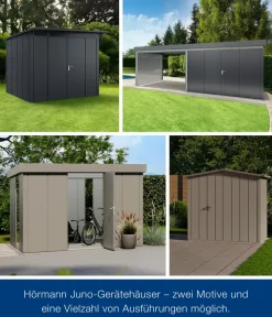 Hörmann Metallgerätehaus Juno JPD10 L-Sk Motiv Design, ca. B277/H232/T310 cm Anthrazit Discount