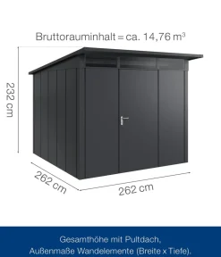 Hörmann Metallgerätehaus Juno JPD10 L-Sk Motiv Design, ca. B277/H232/T310 cm Anthrazit Discount