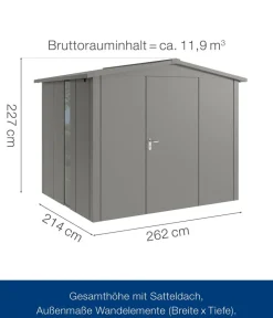 Hörmann Gartenhäuser & Gerätehäuser > Metallgerätehaus Juno JSD9 L-SK Motiv Design bodentiefes Fenster, ca. B285/H227/T237 cm