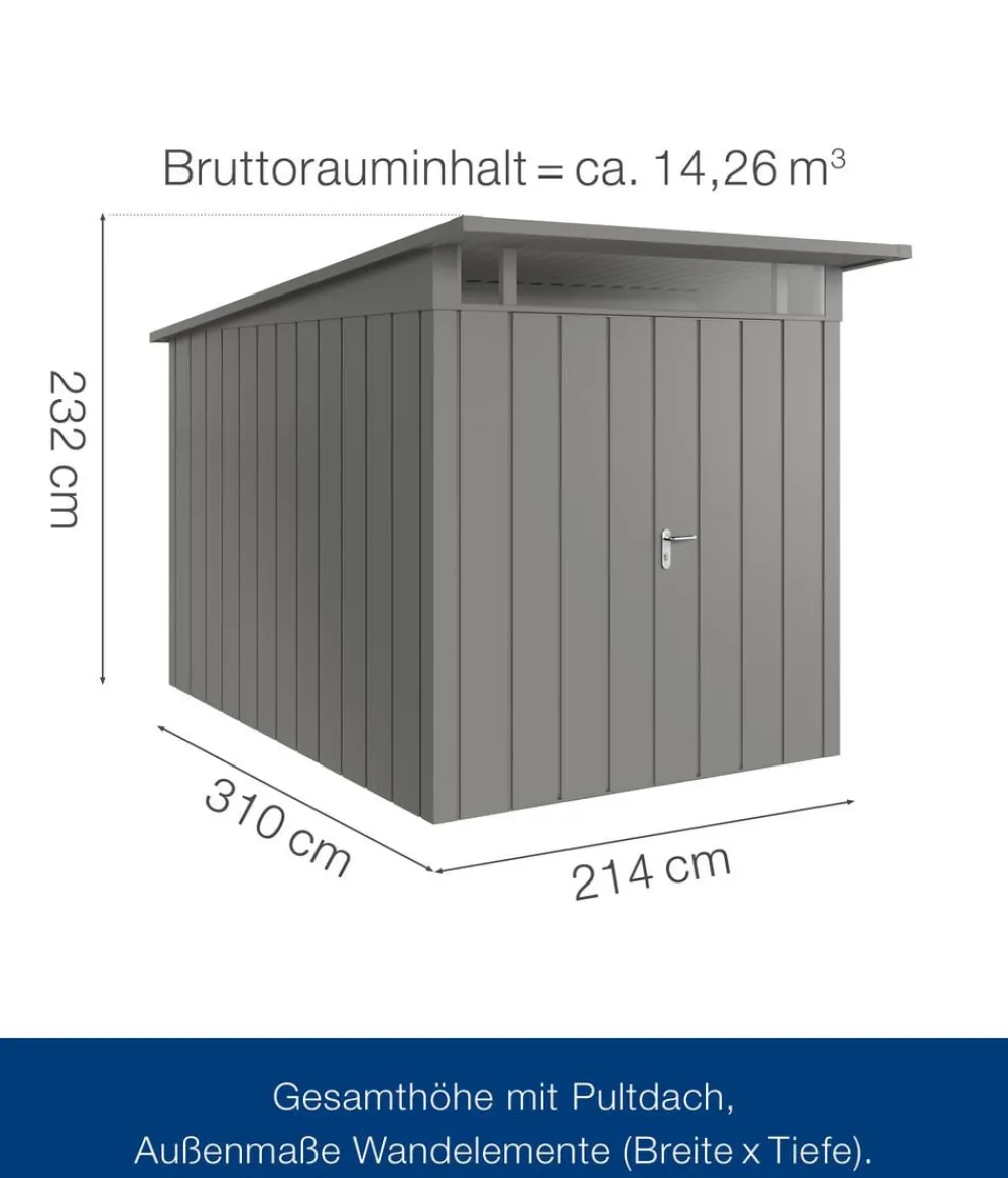 Hörmann Metallgerätehaus Juno JPD7 M-Sk Motiv Modern mit Doppeltür, ca. B229/H232/T358 cm Graualuminium Best