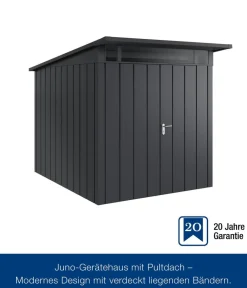 Hörmann Gartenhäuser & Gerätehäuser - Metallgerätehaus Juno JPD6 M-Sk Motiv Modern mit Doppeltür, ca. B229/H232/T310 cm Anthrazit