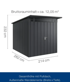 Hörmann Gartenhäuser & Gerätehäuser - Metallgerätehaus Juno JPD6 M-Sk Motiv Modern mit Doppeltür, ca. B229/H232/T310 cm Anthrazit