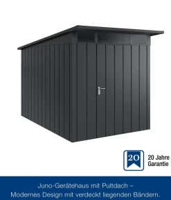 Hörmann Gartenhäuser & Gerätehäuser - Metallgerätehaus Juno JPD6 M-Sk Motiv Modern mit Doppeltür, ca. B229/H232/T310 cm Graualuminium