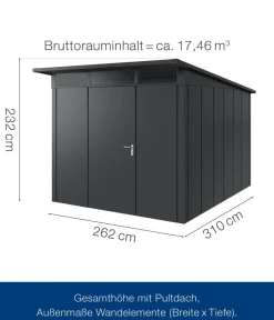Hörmann Gartenhäuser & Gerätehäuser > Metallgerätehaus Juno JPD7 M-Sk Motiv Modern, ca. B229/H232/T358 cm