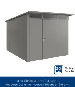 Hörmann Metallgerätehaus Juno JPD11 L-Sk Motiv Design, ca. B277/H232/T358 cm Graualuminium Outlet