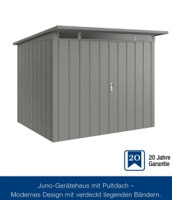 Hörmann Gartenhäuser & Gerätehäuser - Metallgerätehaus Juno JPD9 M-Sk Motiv Modern mit Doppeltür, ca. B277/H224/T262 cm Graualuminium