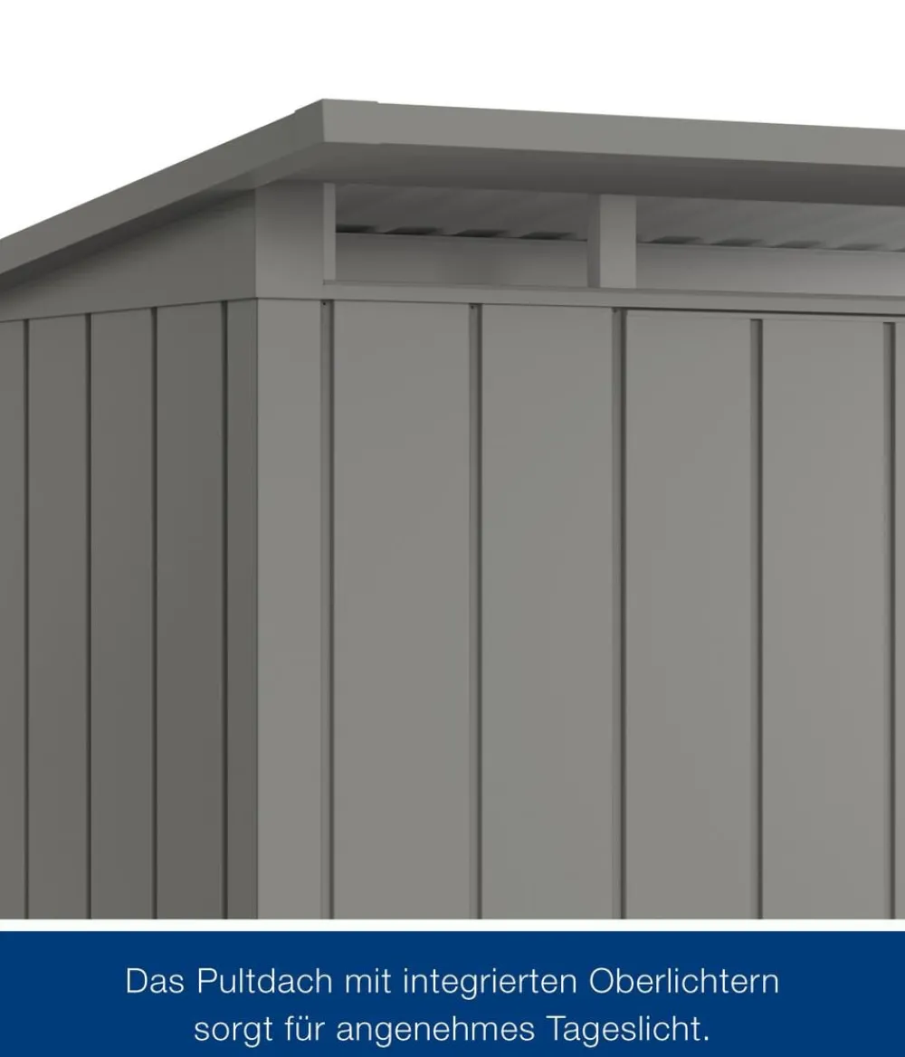 Hörmann Gartenhäuser & Gerätehäuser - Metallgerätehaus Juno JPD9 M-Sk Motiv Modern mit Doppeltür, ca. B277/H224/T262 cm Graualuminium