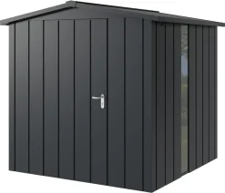 Hörmann Gartenhäuser & Gerätehäuser - Metallgerätehaus Juno JPD9 L-Sk Motiv Design, ca. B277/H224/T262 cm Graualuminium