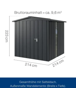 Hörmann Gartenhäuser & Gerätehäuser > Metallgerätehaus Juno JPD9 L-Sk Motiv Design, ca. B277/H224/T262 cm