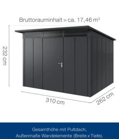 Hörmann Gartenhäuser & Gerätehäuser > Metallgerätehaus Juno JPD13 L-Sk Motiv Design, ca. B325/H232/T310 cm