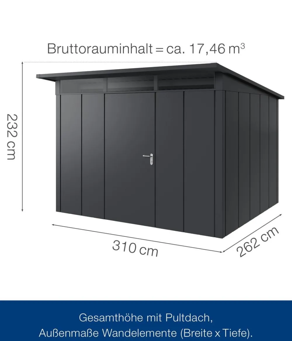 Hörmann Gartenhäuser & Gerätehäuser > Metallgerätehaus Juno JPD13 L-Sk Motiv Design, ca. B325/H232/T310 cm