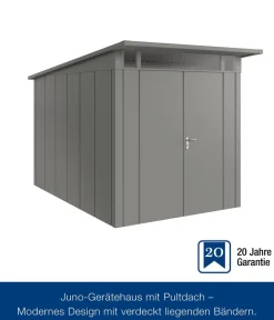 Hörmann Gartenhäuser & Gerätehäuser - Metallgerätehaus Juno JPD10 M-Sk Motiv Modern mit Doppeltür, ca. B277/H232/T310 cm Anthrazit
