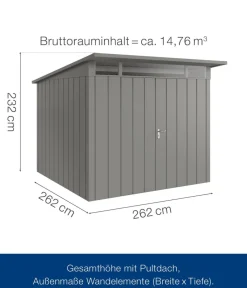 Hörmann Gartenhäuser & Gerätehäuser > Metallgerätehaus Juno JPD4 L-Sk Motiv Design mit Doppeltür, ca. B229/H224/T214 cm
