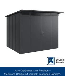 Hörmann Gartenhäuser & Gerätehäuser > Metallgerätehaus Juno JPD9 L-Sk Motiv Design mit Doppeltür, ca. B277/H224/T262 cm