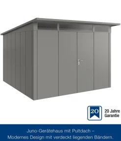 Hörmann Gartenhäuser & Gerätehäuser - Metallgerätehaus Juno JPD6 L-Sk Motiv Design mit Doppeltür, ca. B229/H232/T310 cm Anthrazit