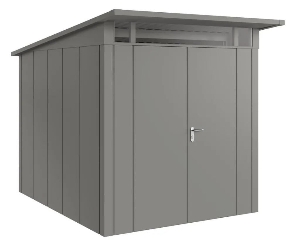 Hörmann Metallgerätehaus Juno JPD6 L-Sk Motiv Design mit Doppeltür, ca. B229/H232/T310 cm Graualuminium Outlet