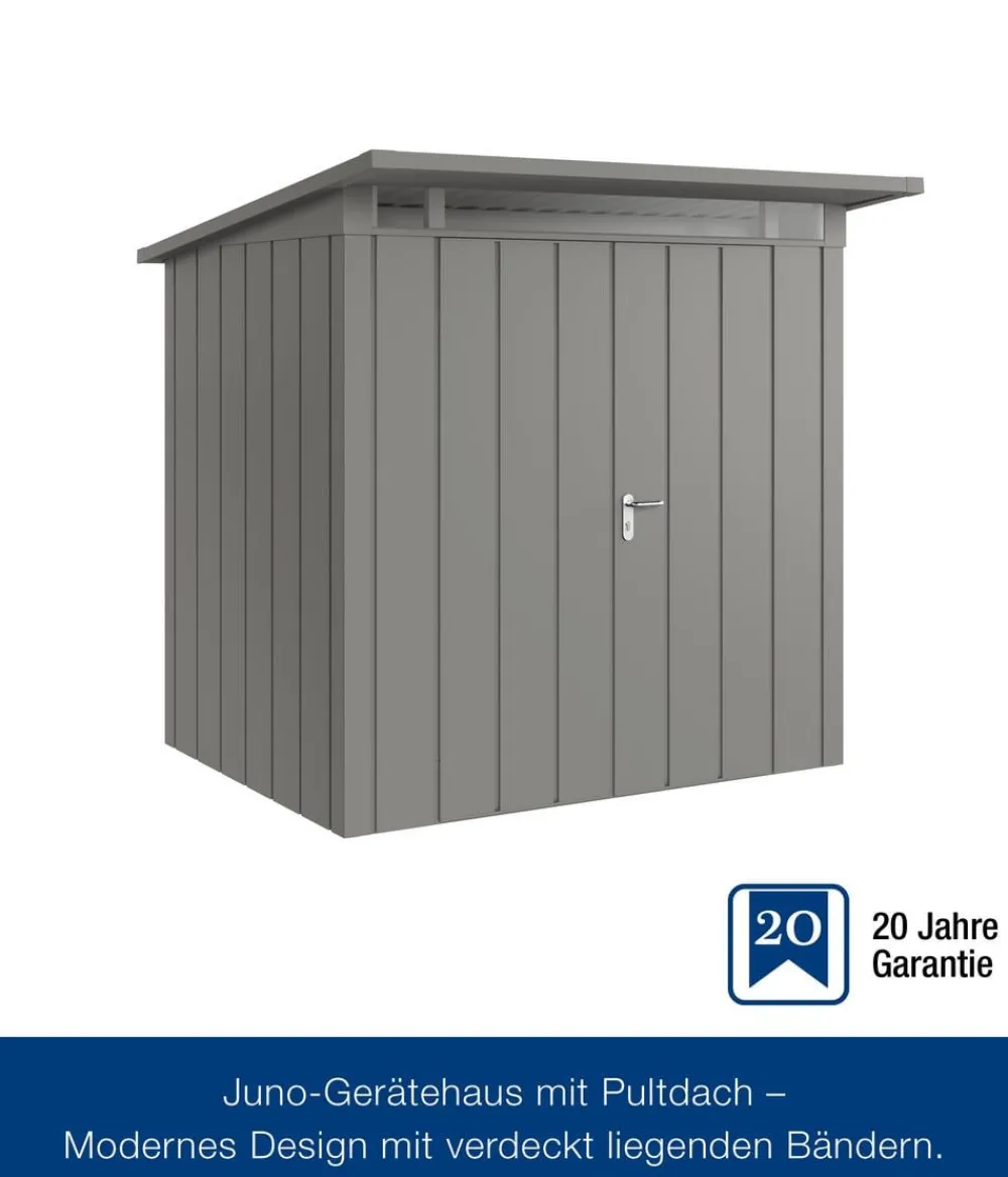 Hörmann Gartenhäuser & Gerätehäuser > Metallgerätehaus Juno JPD4 M-Sk Motiv Modern mit Doppeltür, ca. B229/H224/T214 cm