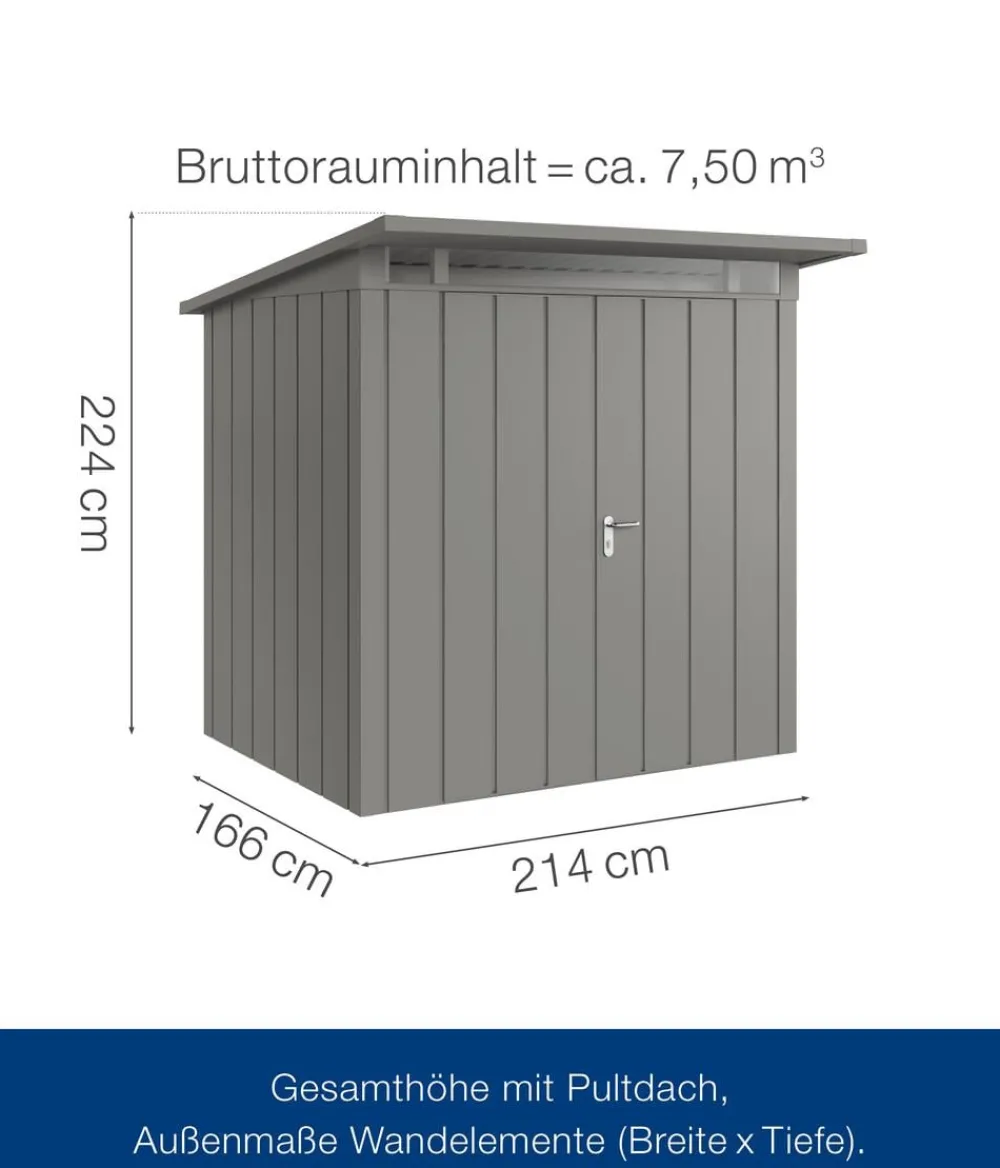 Hörmann Gartenhäuser & Gerätehäuser > Metallgerätehaus Juno JPD4 M-Sk Motiv Modern mit Doppeltür, ca. B229/H224/T214 cm