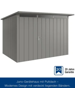 Hörmann Gartenhäuser & Gerätehäuser - Metallgerätehaus Juno JPD13 M-Sk Motiv Modern mit Doppeltür, ca. B325/H232/T310 cm Anthrazit