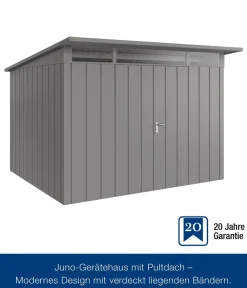 Hörmann Metallgerätehaus Juno JPD13 M-Sk Motiv Modern mit Doppeltür, ca. B325/H232/T310 cm Graualuminium Outlet