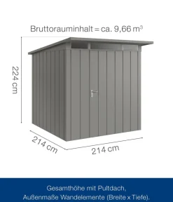 Hörmann Gartenhäuser & Gerätehäuser > Metallgerätehaus Juno mit Lichtband & Doppeltür JFD11 M-Sk, ca. B277/H239/T325 cm