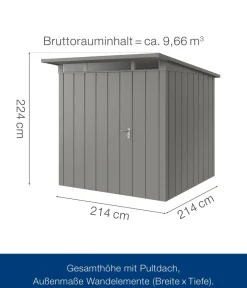 Hörmann Gartenhäuser & Gerätehäuser > Metallgerätehaus Juno JPD5 M-Sk Motiv Modern, ca. B229/H224/T262 cm