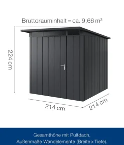 Hörmann Metallgerätehaus Juno JPD5 M-Sk Motiv Modern, ca. B229/H224/T262 cm Anthrazit