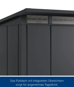 Hörmann Gartenhäuser & Gerätehäuser > Metallgerätehaus Juno JPD10 L-Sk Motiv Design mit Doppeltür, ca. B277/H232/T310 cm