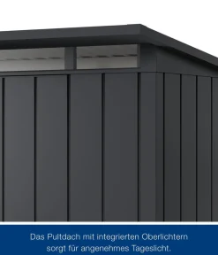 Hörmann Gartenhäuser & Gerätehäuser > Metallgerätehaus Juno JPD10 L-Sk Motiv Design mit Doppeltür, ca. B277/H232/T310 cm