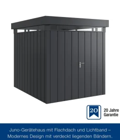 Hörmann Metallgerätehaus Juno mit Lichtband & Doppeltür JFD6 2126 M-Sk, ca. B229/H239/T277 cm Anthrazit
