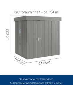 Hörmann Gartenhäuser & Gerätehäuser > Metallgerätehaus Juno JFD4 M-Sk Motiv Modern bodentiefes Fenster, ca. B229/H222/T181 cm