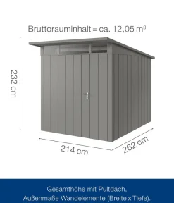 Hörmann Gartenhäuser & Gerätehäuser > Metallgerätehaus Juno JPD6 M-Sk Motiv Modern, ca. B229/H232/T310 cm