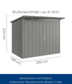 Hörmann Metallgerätehaus Juno JPD8 M-Sk Motiv Modern mit Doppeltür, ca. B277/H224/T214 cm Graualuminium Online