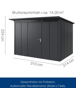 Hörmann Metallgerätehaus Juno JPD12 L-Sk Motiv Design, ca. B325/H224/T262 cm Anthrazit Hot