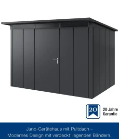 Hörmann Gartenhäuser & Gerätehäuser - Metallgerätehaus Juno JPD4 L-Sk Motiv Design, ca. B229/H224/T214 cm Anthrazit