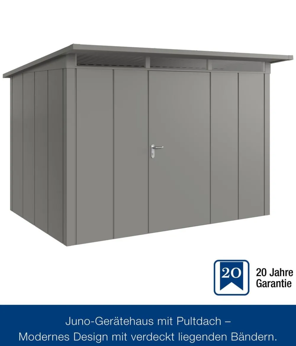 Hörmann Metallgerätehaus Juno JPD12 L-Sk Motiv Design, ca. B325/H224/T262 cm Graualuminium Sale