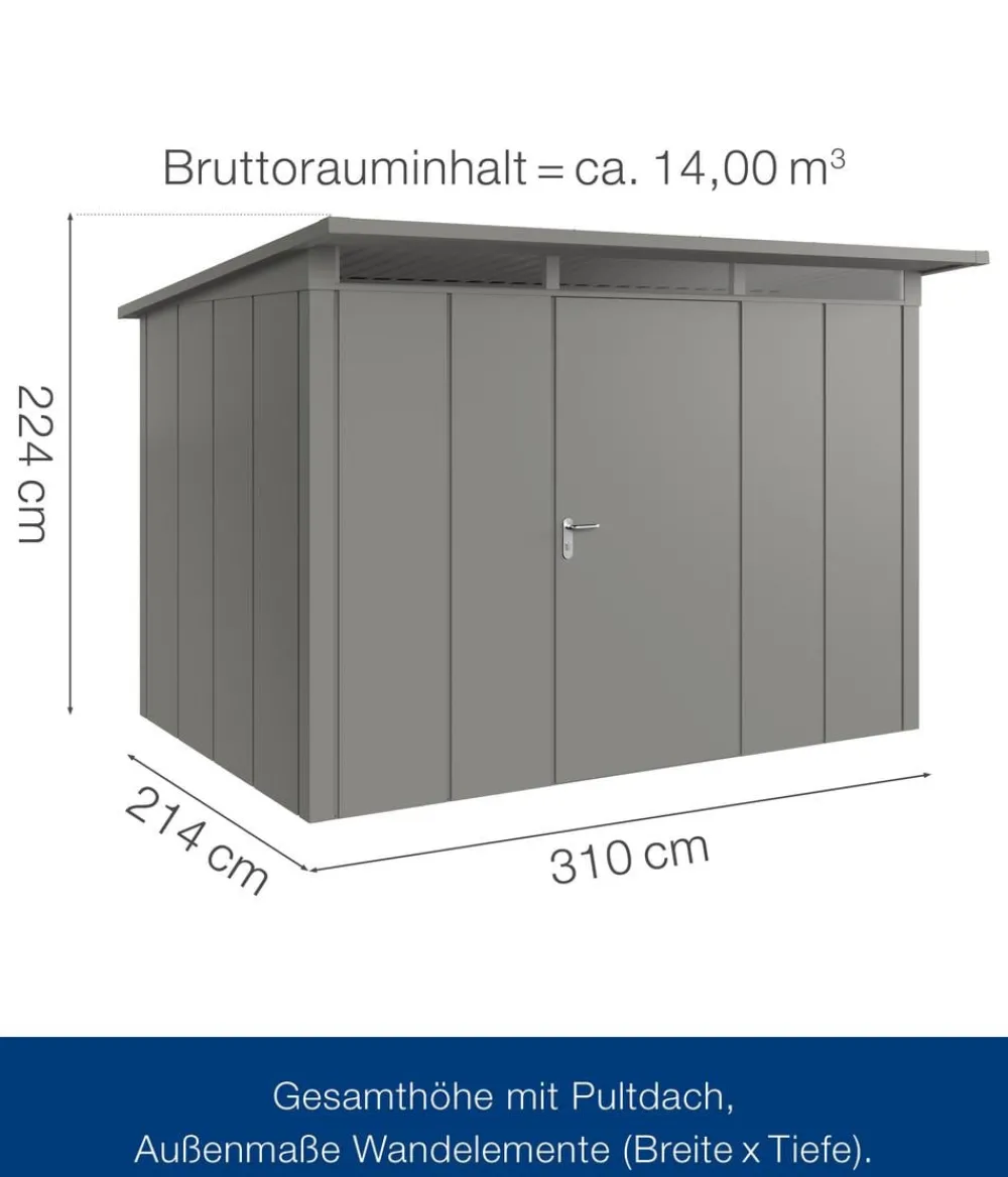 Hörmann Metallgerätehaus Juno JPD12 L-Sk Motiv Design, ca. B325/H224/T262 cm Graualuminium Sale