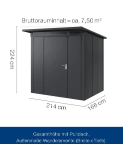 Hörmann Metallgerätehaus Juno JPD4 L-Sk Motiv Design, ca. B229/H224/T214 cm Anthrazit Clearance