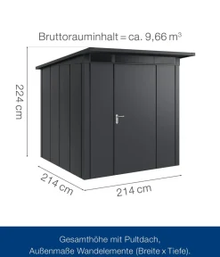 Hörmann Gartenhäuser & Gerätehäuser > Metallgerätehaus Juno JPD5 L-Sk Motiv Design, ca. B229/H224/T262 cm