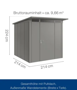 Hörmann Metallgerätehaus Juno JPD5 L-Sk Motiv Design, ca. B229/H224/T262 cm Graualuminium Sale
