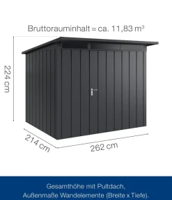 Hörmann Gartenhäuser & Gerätehäuser > Metallgerätehaus Juno JPD9 M-Sk Motiv Modern, ca. B277/H224/T262 cm