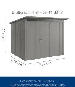 Hörmann Metallgerätehaus Juno JPD9 M-Sk Motiv Modern, ca. B277/H224/T262 cm Graualuminium Sale