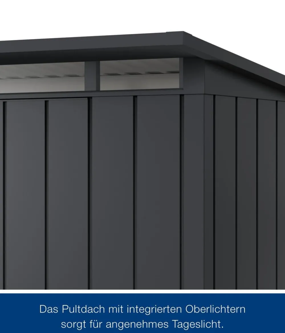 Hörmann Gartenhäuser & Gerätehäuser - Metallgerätehaus Juno JPD14 M-Sk Motiv Modern, ca. B325/H232/T358 cm Graualuminium