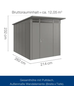 Hörmann Metallgerätehaus Juno JPD6 L-Sk Motiv Design, ca. B229/H232/T310 cm Graualuminium Online