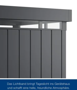 Hörmann Gartenhäuser & Gerätehäuser - Metallgerätehaus Juno mit Lichtband JFD11 M-Sk, ca. B277/H239/T325 cm Anthrazit