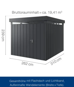 Hörmann Gartenhäuser & Gerätehäuser > Metallgerätehaus Juno mit Lichtband JFD11 M-Sk, ca. B277/H239/T325 cm