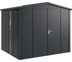 Hörmann Metallgerätehaus Juno JSD9 L-Sk Motiv Design bodentiefes Fenster mit Doppeltür, ca. B285/H227/T237 cm Anthrazit Hot